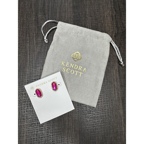 Kendra Scott Pink & Gold‎ Stud Earrings New With Dust Bag - Picture 2 of 5